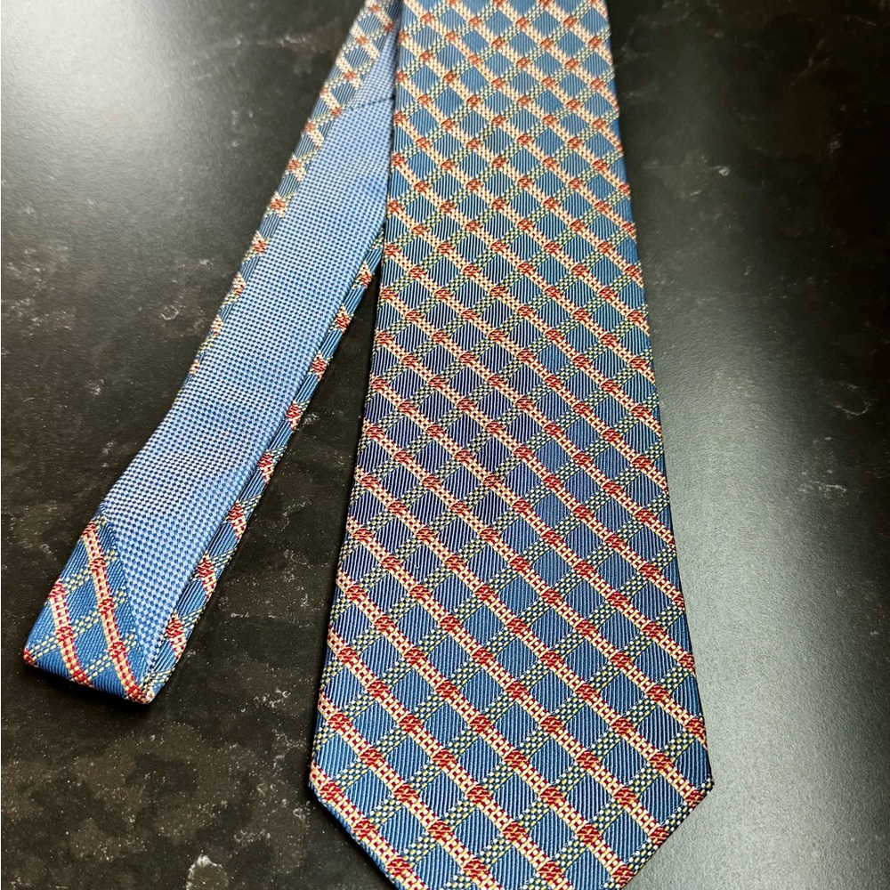 Vintage Tommy Hilfiger Silk Tie Blue Red Plaid Classic Preppy 90s